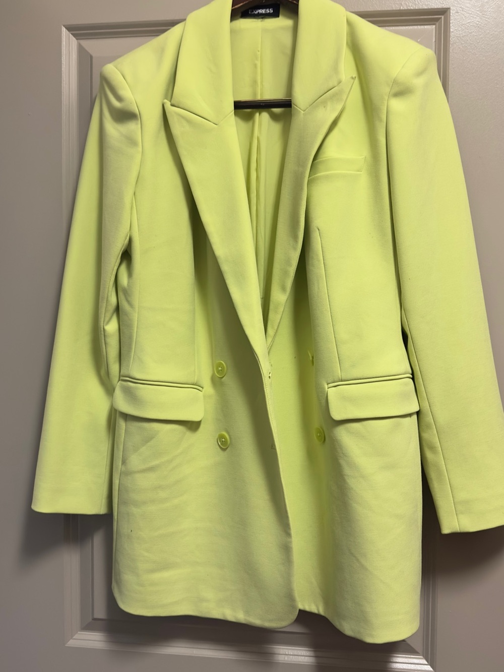 Express Neon Yellow Double-Breasted Blazer